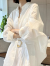 浪莎（LangSha）棉麻2024秋季长袖衬衫女宽松休闲通勤上衣舒适显瘦简约 白色 M 91-100