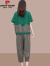 皮尔卡丹（pierre cardin）休闲时尚运动服套装女士2024夏新款中年妈m短袖减龄洋气两件装 绿色 M(建议以内)
