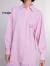 Maje2024春夏新款女装时尚刺绣粉色条纹宽松衬衫上衣MFPCM00532 粉色 T1