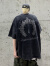 普戈斯水洗做旧高街暗黑系潮牌短袖t恤男美式复古潮流400g重磅夏7分半袖 黑色 2XL