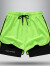 AJXOOR美式带内衬假两件三分不过膝篮球短裤训练运动裤健身跑步装备短裤 军绿色 S