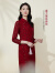 黛玛诗2024新款红色中国风蕾丝旗袍裙女精致典雅婚宴礼服 红色 L