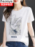 Fazeya2024新款兔子印花圆领短袖T恤女夏季宽松显瘦短款小个子正肩上衣 图片色 M