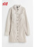 H&M女装连衣裙春季梭织修身复古风口袋衬衫式气质短裙1094233 浅米灰色 165/96