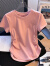 漫花格纯棉短袖t恤女夏季2023年新款设计感小众收腰弧形下摆不规则上衣 深灰色 XL