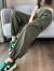 拉夏贝尔美式速干工装裤女夏季薄款小个子2024新款红色高腰哈伦束脚运动裤 橄榄绿 S