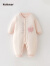 颗粒熊3-12月婴儿衣服冬季新款加厚夹棉连体衣宝宝爬服舒适保暖外出服 粉红色 73CM