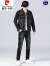 皮尔卡丹秋季牛仔套装男2023新款外套韩版修身潮流夹克搭配帅气衣服两件套 黑色 DLL2061套装 4XL (165-178斤)