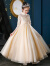 橙央钢琴演出服 女童礼服花童婚礼小女孩公主裙儿童洋气主持人婚纱 809CW香槟色  110