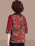 缇米媗妈妈夏装套装洋气上衣中老年女雪纺印花宽松大码七分袖雪纺衫高贵 富贵红（单上衣） 2XL建议穿105-120斤