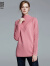颜域品牌女装冬季新款欧美简约百搭针织衫条纹高领镂空打底衫60W7224 粉色 M