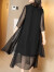 莎妮朵罗连衣裙夏装新品胖mm遮肚子宽松显瘦款雪纺裙新款连衣裙15866 黑色 3XL建议160-180斤穿着