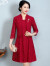 乐依尔喜婆婆妈妈装婚宴礼服高贵红色旗袍女春夏季连衣裙两件套显年轻款 红套装：外套+连衣裙 M