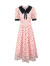 丹慕妮尔粉色优雅蕾丝连衣裙女夏季翻领气质收腰中长裙子 粉色 S