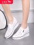 红蜻蜓女鞋夏季新款内增高乐福鞋女凉鞋坡跟白色鞋子 白色全镂空 38