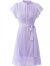 AUI法式温柔风紫色雪纺连衣裙2023女夏新款气质立领荷叶边百褶裙 紫色 XL