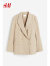 H&M女装西装新款时尚休闲双排扣美拉德西装外套1166838 米色 165/96