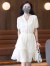 JSRXOQ沁衣坊连衣裙女款2023夏季感显瘦收腰遮肚子洋气小个子裙子 米白色 M85-105斤