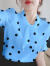 NASA LEAP 波点雪纺衫女2021夏季新款韩版宽松蝴蝶结短袖上衣法式洋气小衫 【蓝色】黑色波点 M 80-95斤