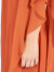VOA真丝三层乔其锈红圆领不对称塔克褶设计侧插口袋度假裙 AE2337 浣溪纱-锈红（F39） 155/S