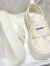 维络斯今年流行的小白鞋女2023年新款厚底松糕魔术贴休闲板鞋面包 米白色 36