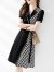 萧遇（XIAOYU）撞色拼接西装设计连衣裙女2024夏季新款收腰显瘦感中长款裙子 黑色 M 90-105斤