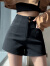 黑色短裤女夏外穿宽松高腰阔腿a字2022夏季新款时尚小个子打底热裤 黑色 M