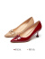 莱尔斯丹春夏商场同款优雅尖头饰扣细跟套脚高跟女鞋单鞋4M69149 深红色 RDP 36