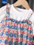 迪士尼（Disney）女童短袖T恤2024夏装新款女宝宝泡泡袖上衣假两件小儿童碎花吊带T 彩色 120适高110-120cm年龄6-7岁码
