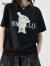 MO&Co.【抗菌防螨】免子印花圆领短袖宽松纯棉T恤上衣上装 黑色-第1批 S/160