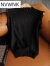 NVWNK24夏季新款冰丝提花针织网纱拼接吊带背心女气质外穿内搭无袖上衣 米杏色 S 80-95斤