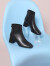 星期六优雅时装靴冬季新款女鞋方头高跟靴短靴气质女靴子弹力靴 黑色加绒 39