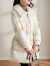 I·G·H高定品牌女装羽绒服新款时尚气质白色水貂毛领中年女冬装加厚90白鸭绒外套 米色 S