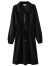 欧莎（OSA）休闲Polo领长袖连衣裙女春款2024新款抽绳收腰设计感裙子 黑色 S