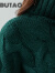 BUTAO轻奢女装绿色高领棒针女宽松外穿秋冬新款韩版套头长袖加厚粗毛线 绿色 S