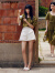 红袖【商场同款】夏季2023新款女装 纯色压褶A字短裤 米白004 XS