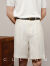 CULTUM法国诺曼底重磅亚麻好莱坞式连腰男士直筒休闲裤双褶百慕大短裤 白色 32
