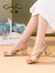 沙驰（SATCHI）女鞋舒适粗跟夏季女凉鞋2024年新款交叉带中跟罗马鞋通勤鞋子 杏色(K437305C080) 35