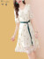 可茵（Keyin）连衣裙女装2024年夏季新款韩版宽松显瘦设计感通勤碎花雪纺裙子女 米白色 2XL【建议125-140斤】