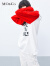 MO&Co.【抗菌防螨】红色撞色插肩袖印花棉质T恤女上衣上装 番茄红色-第2批 M/165