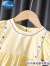 迪士尼（Disney）儿童装运动休闲套装24夏季新款女童短袖T恤打底衫长裤两件套 黄色 80码
