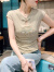 皮尔卡丹t恤女夏装新款时尚刺绣T恤无袖中国风盘扣上衣修身显瘦气质小衫 黑色 S