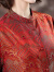 齐黛高端宋锦香云纱风衣女中长款时尚气质显瘦桑蚕丝真丝开衫外套 海水纹(红) 4XL/150-165斤