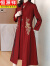 恒源祥（HYX）秋冬季喜婆婆妈妈喜服婚宴装结婚订婚礼服披肩红色改良旗袍两件套 酒红外套 L