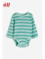 H&M童装婴儿装女婴春季新款时尚可爱长袖包屁衣春装1146165 深蓝色/条纹 73/48