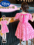 迪士尼（Disney）女童夏装连衣裙2024新款儿童裙子夏季小女孩长裙露背蝴蝶结公主裙 玫红色 110