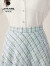 阿玛施（AMASS）新款不规则边设计高光亮片长款半身裙5200352 蓝 S(2码)