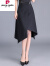 皮尔卡丹设计师不规则a字半身裙春夏女2024新款高腰燕尾显瘦包臀裙中长款 黑色 XL