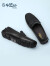 金利来（goldlion）男鞋冲孔皮鞋透气休闲鞋舒适套脚乐福鞋G520320183AAD黑色41
