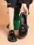 卓诗尼厚底乐福鞋女2024春季新款英伦风女鞋粗跟小皮鞋一脚蹬单鞋女 黑色 跟高4.5cm 35 标准尺码